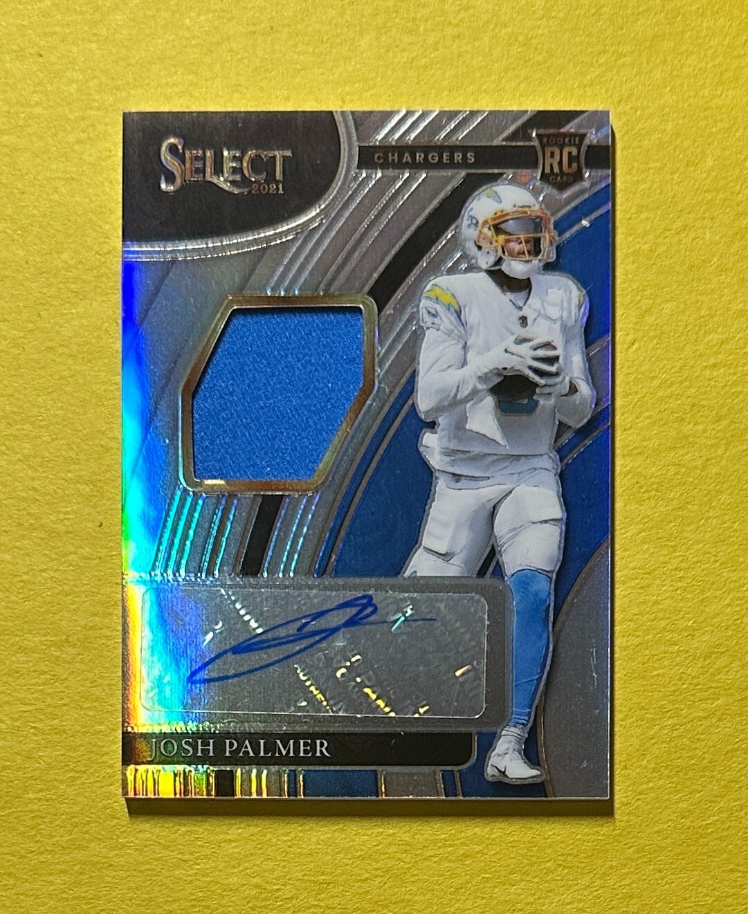 2021 PANINI SELECT JOSH PALMER ROOKIE SIGNATURE MATERIALS #RSM-JPA /199 CHARGERS
