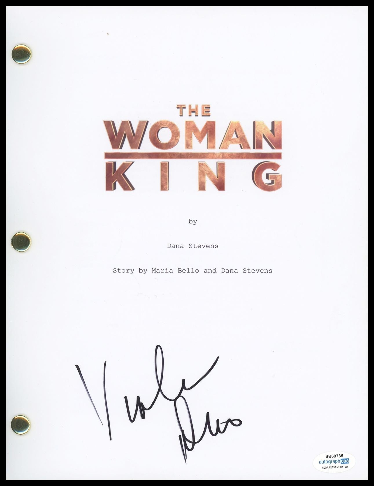 VIOLA DAVIS “THE WOMAN KING” AUTOGRAPH SIGNED ‘NANISCA’ SCRIPT SCREENPLAY ACOA COLLECTIBLE MEMORABILIA