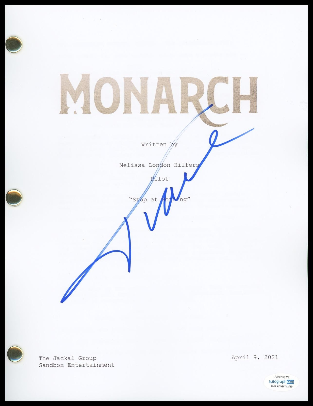 TRACE ADKINS “MONARCH” AUTOGRAPH SIGNED COMPLETE PILOT EPISODE SCRIPT B ACOA COLLECTIBLE MEMORABILIA