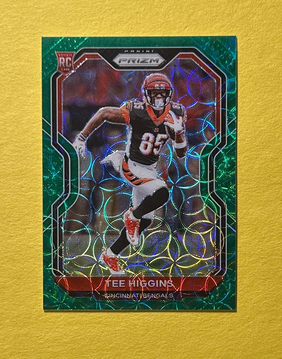 2020 PANINI PRIZM TEE HIGGINS GREEN SCOPE ROOKIE /75 #308 BENGALS
