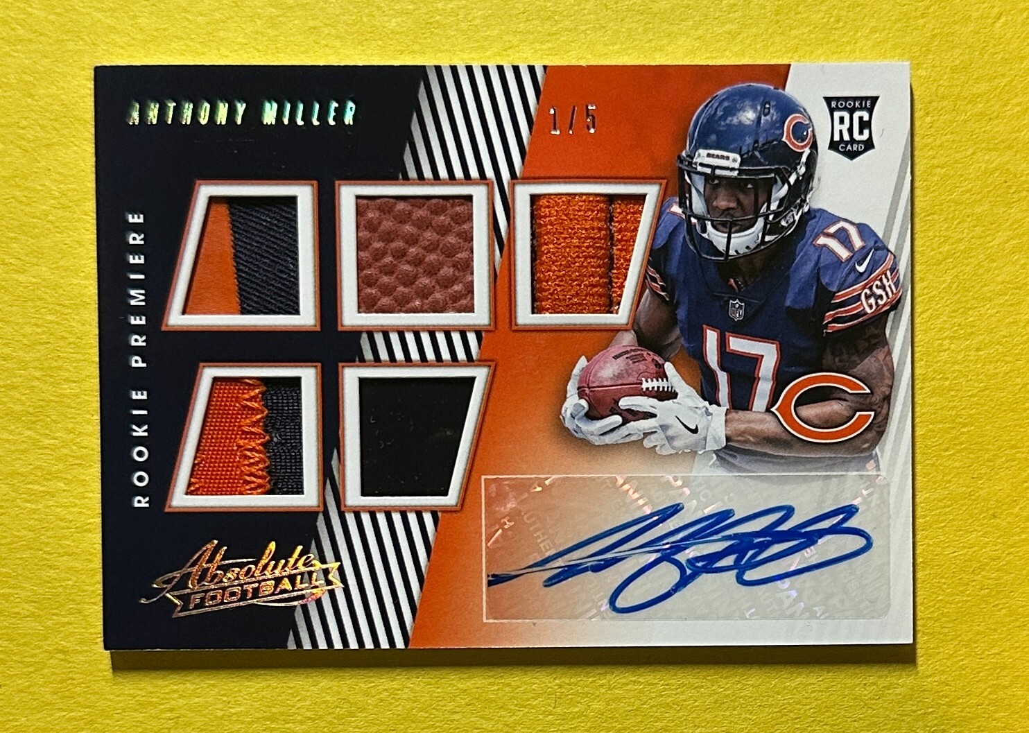 2018 PANINI ABSOLUTE ANTHONY MILLER ROOKIE PATCH AUTO SSP /5 #164 BEARS
