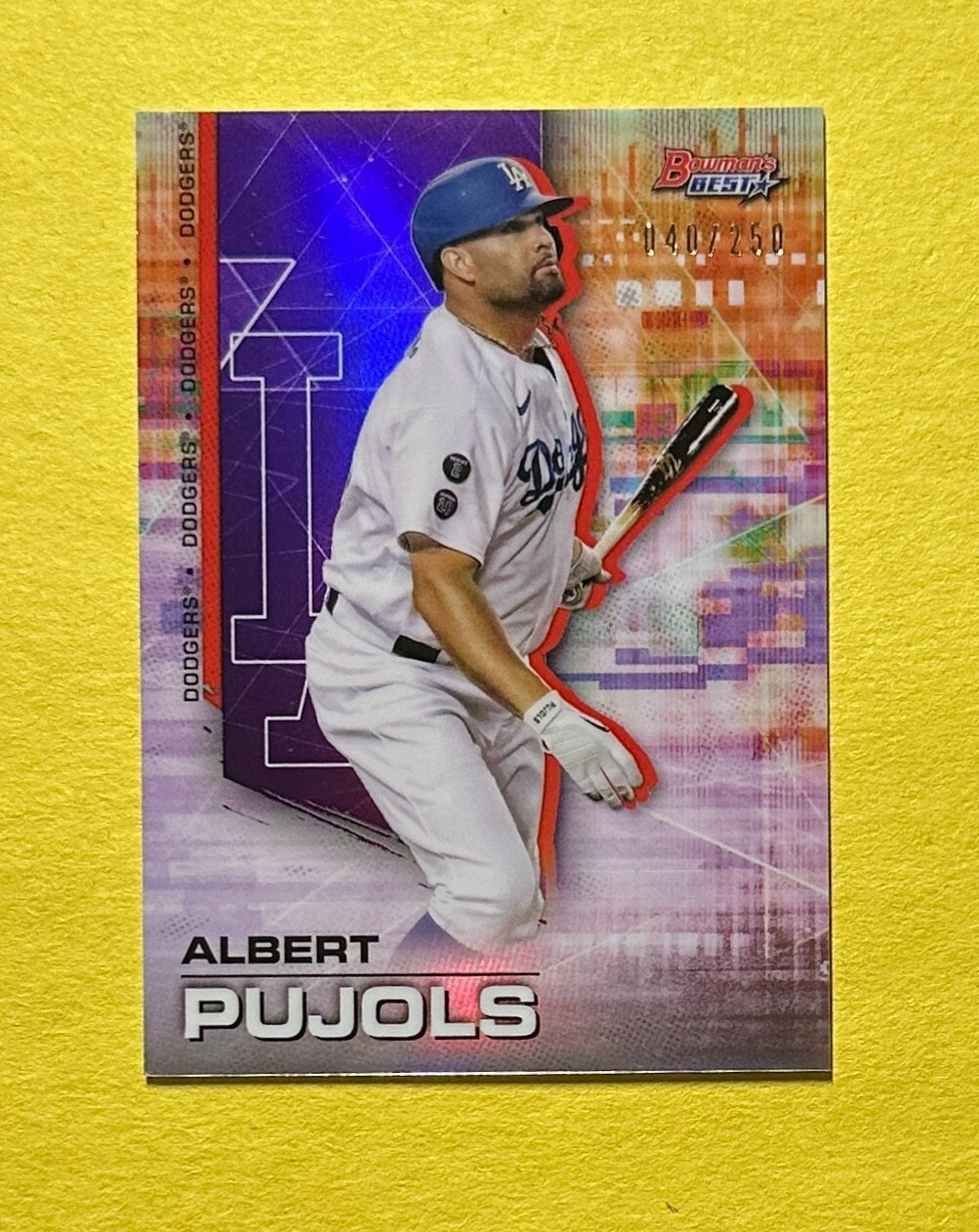 2021 BOWMAN'S BEST ALBERT PUJOLS PURPLE REFRACTOR /250 #87 DODGERS
