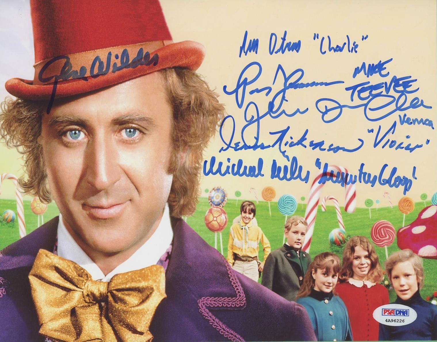 “WILLY WONKA & THE CHOCOLATE FACORY” SIGNED 8×10 PHOTO – GENE WILDER +5 PSA LOA COLLECTIBLE MEMORABILIA