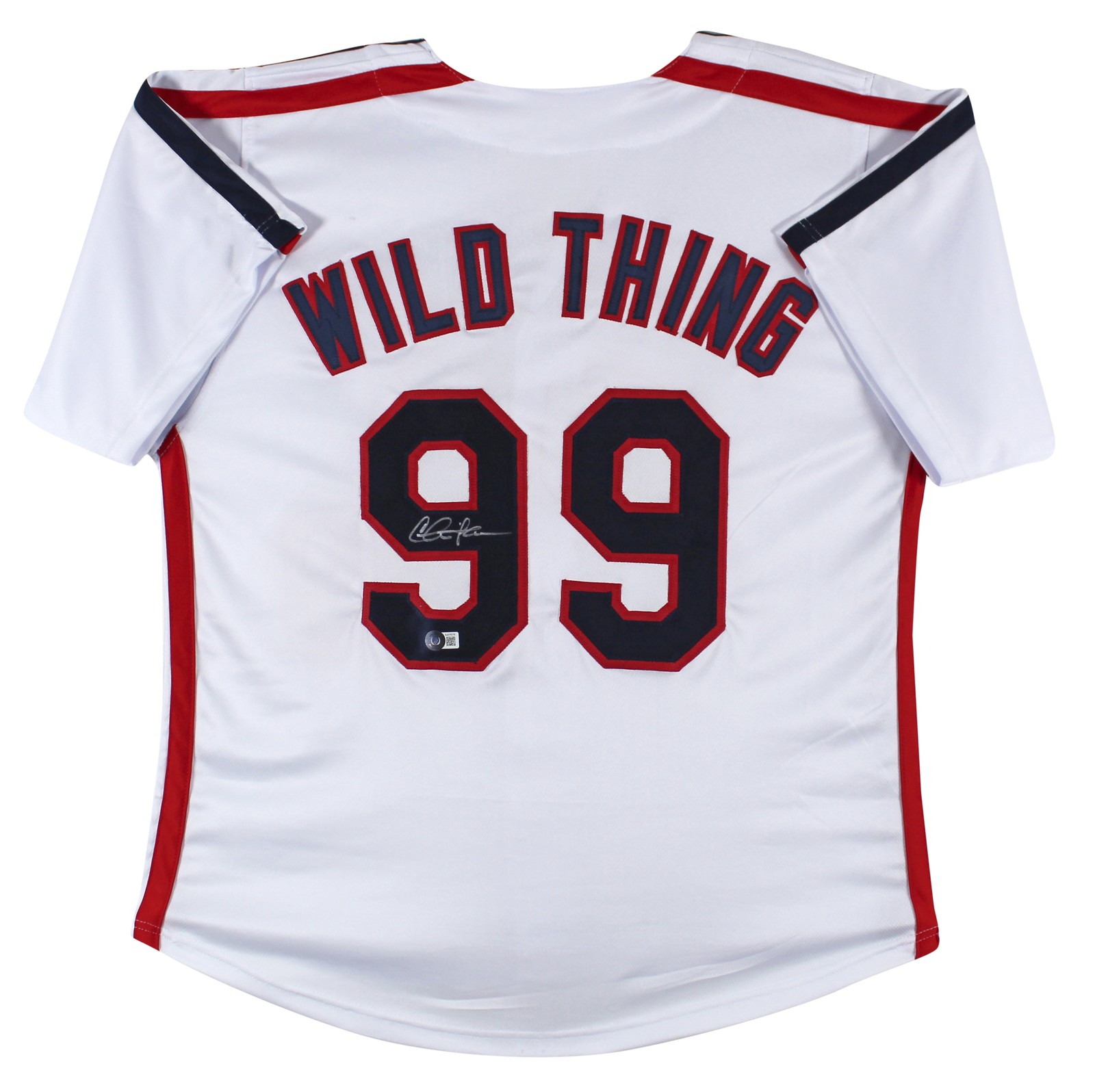 Charlie Sheen Major League Signed White Wild Thing Pro Style Jersey BAS
