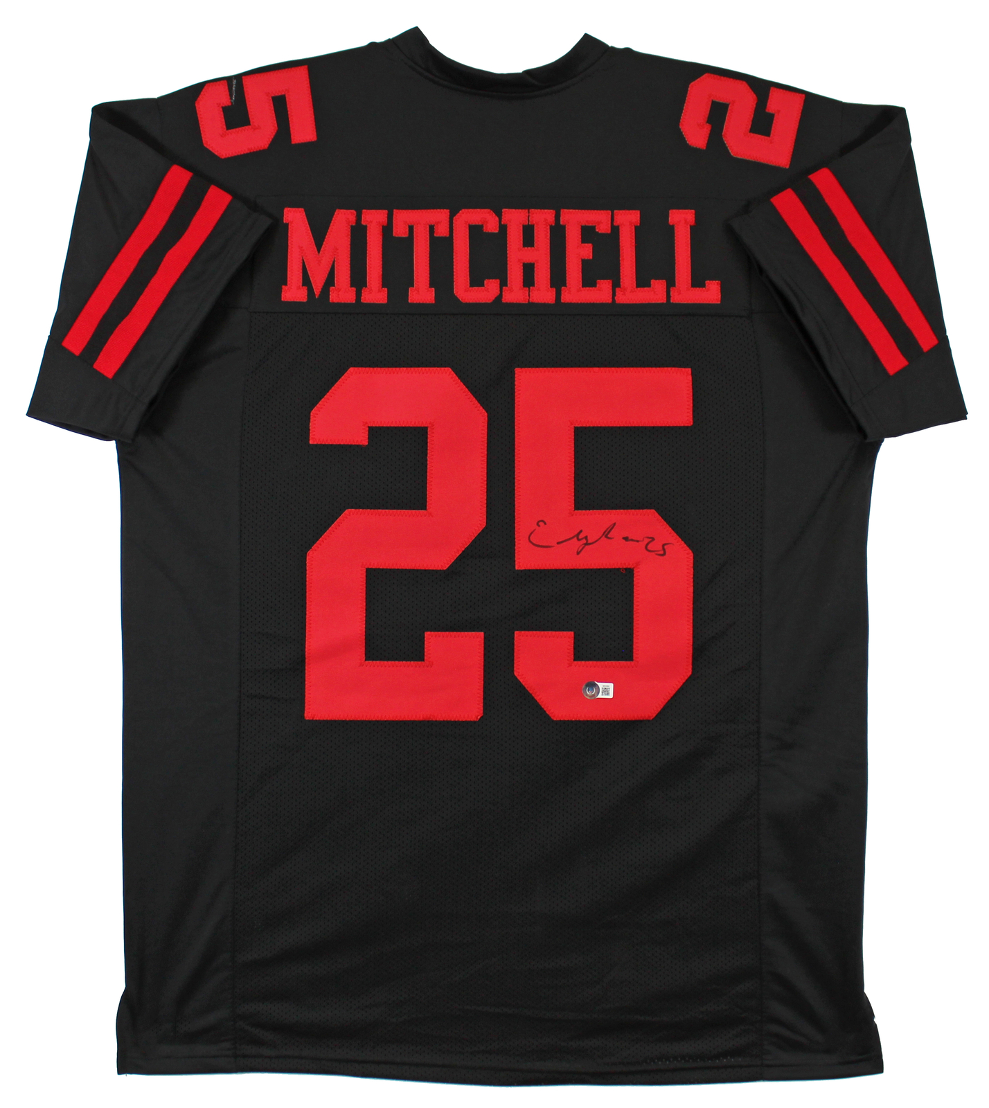 Elijah Mitchell Authentic Signed Black Pro Style Jersey Autographed BAS Witness
