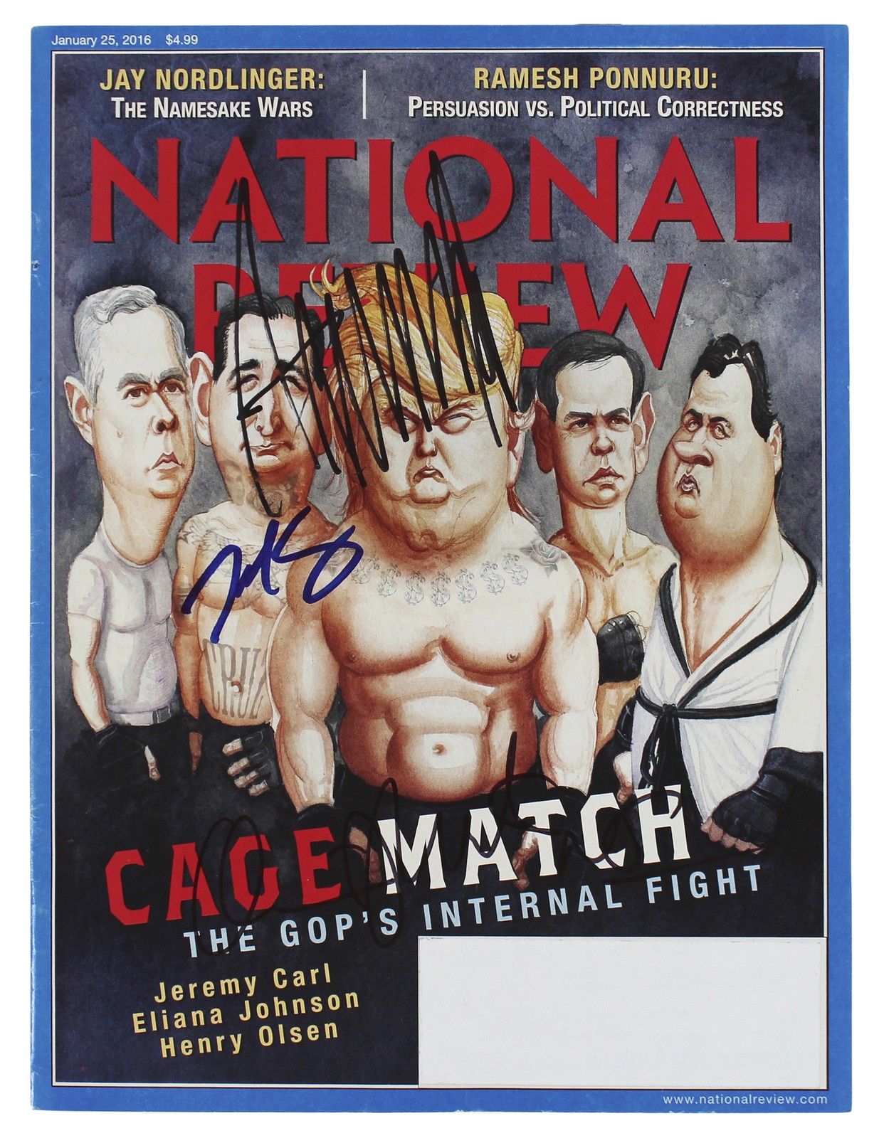 Donald Trump, Ted Cruz & Chris Christie Authentic Signed Magazine BAS #AB77805
