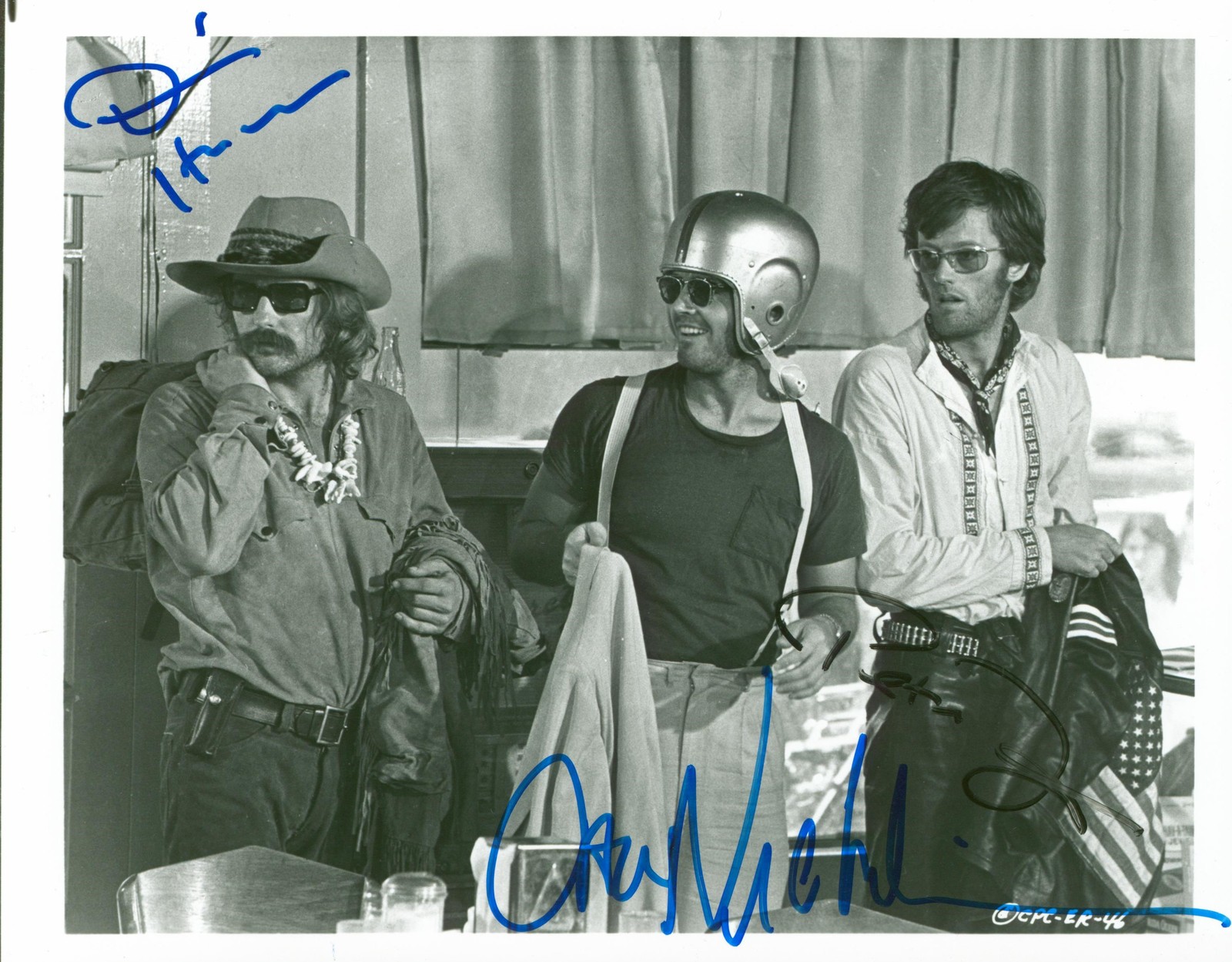 Easy Rider (3) Nicholson, Fonda & Hopper Signed 8x10 B&W Photo JSA #BB98877
