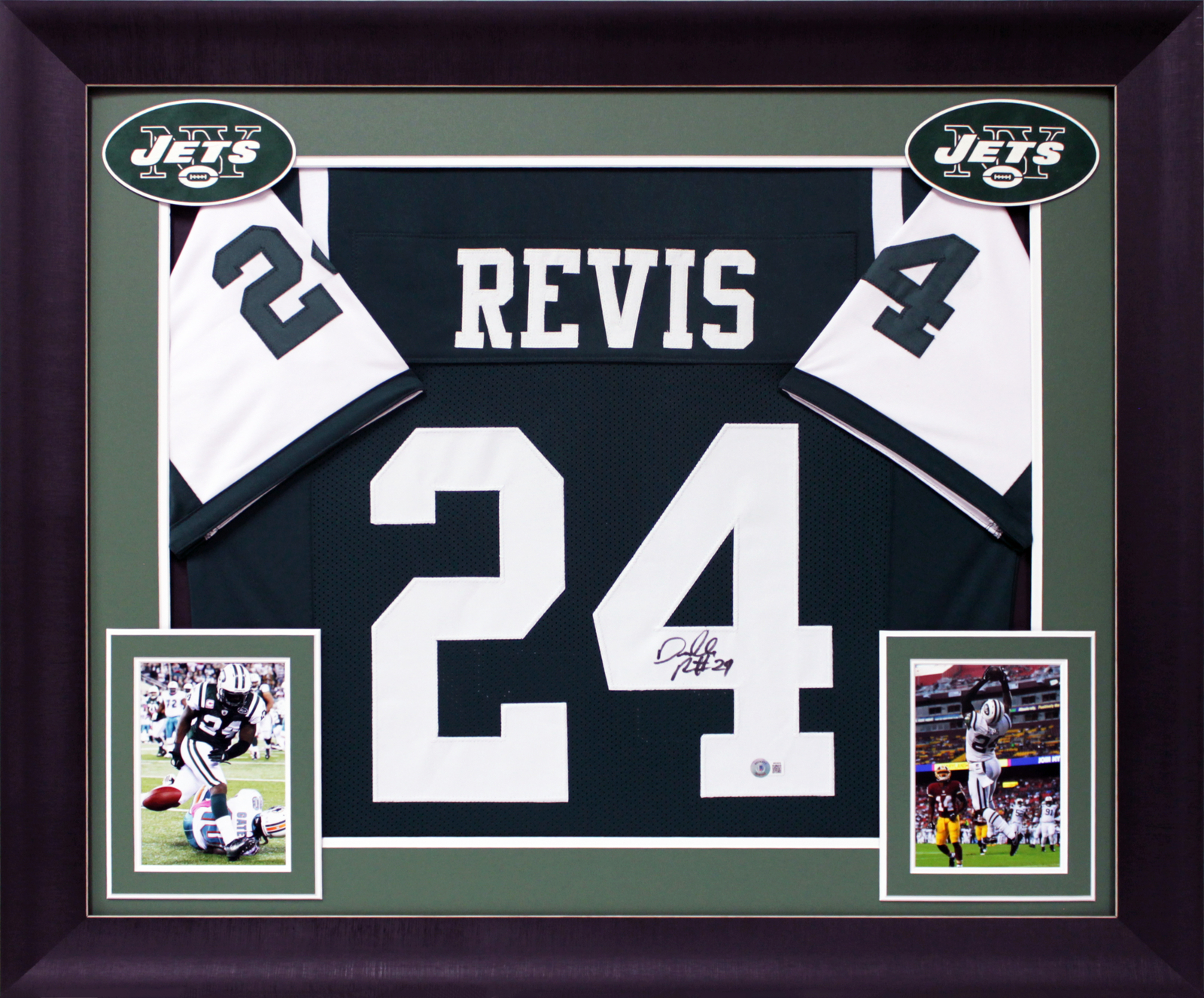 Darelle Revis Authentic Signed Green Pro Style Framed Jersey BAS Witnessed
