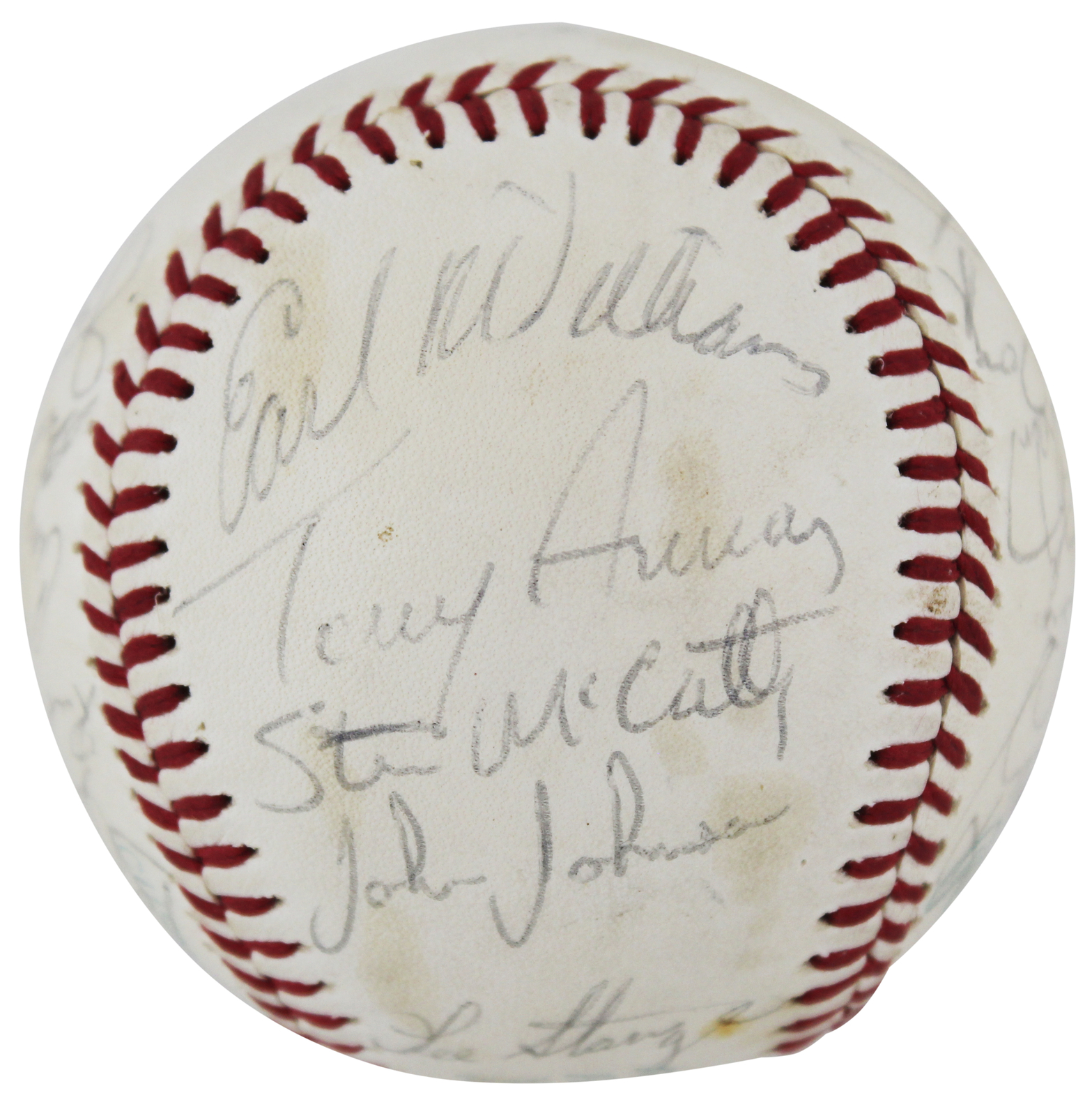 1977 Athletics (24) McCatty, Langford, Page Signed Oal Baseball BAS #AC33306
