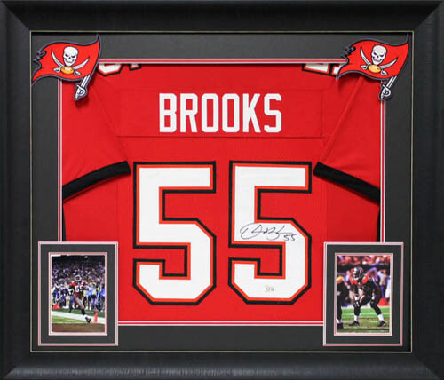 Derrick Brooks Authentic Signed Red Throwback Pro Style Framed Jersey BAS Wit
