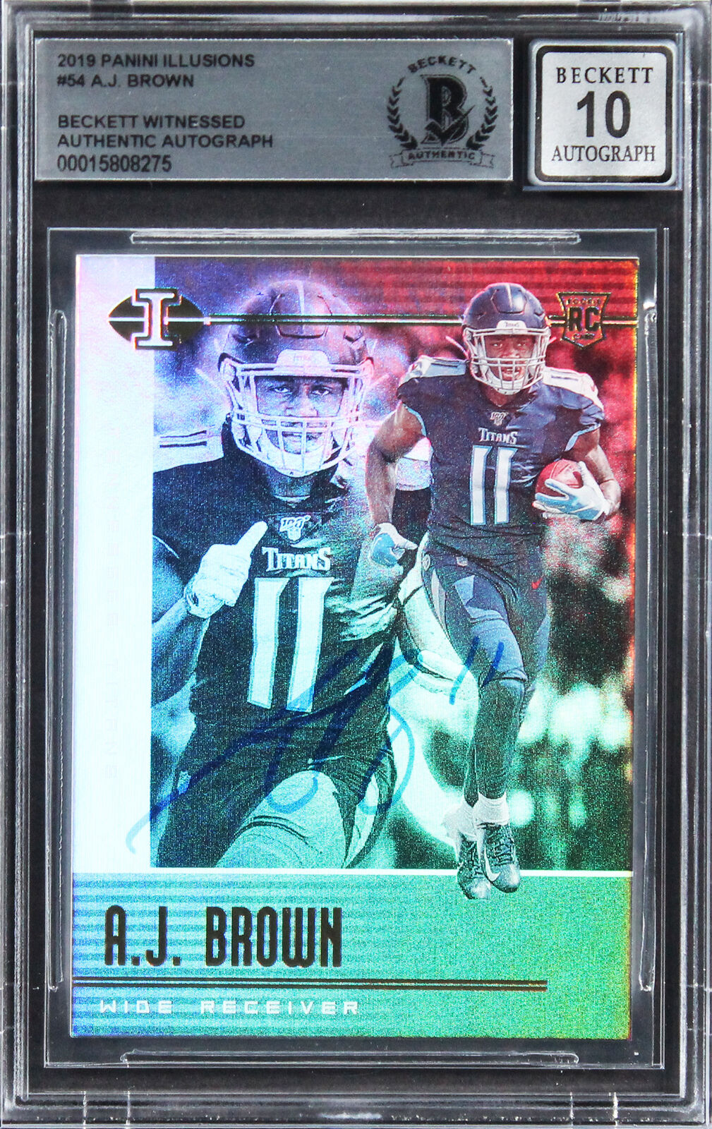 Eagles A.J. Brown Signed 2019 Panini Illusions #54 Rookie Card Auto 10! BAS Slab
