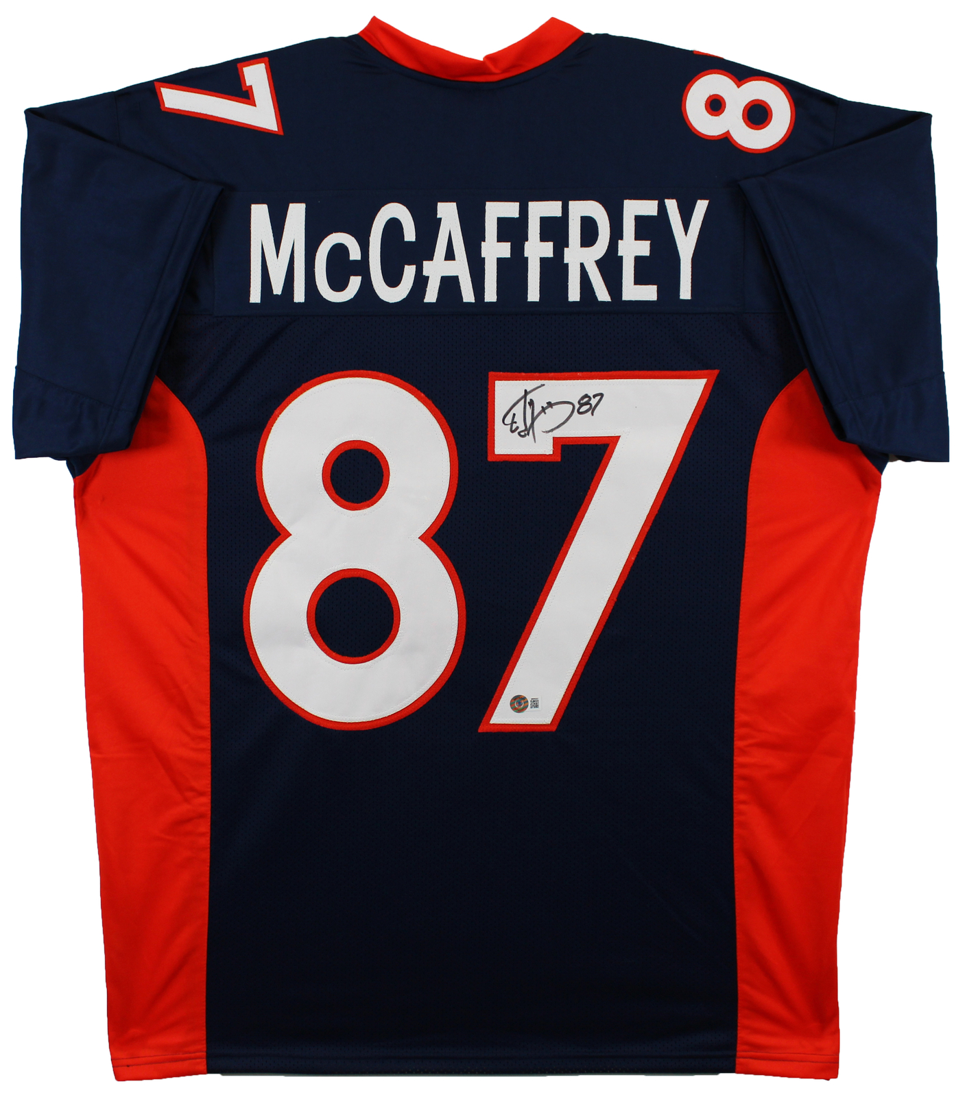 Ed McCaffrey Authentic Signed Navy Blue Pro Style Jersey BAS Witnessed
