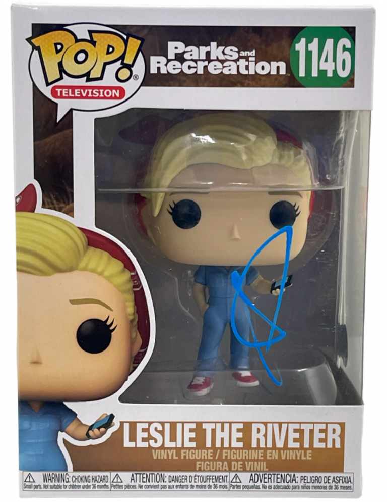 AMY POEHLER SIGNED LESLIE THE RIVETER FUNKO 1146 PARKS AND RECREATION BECKETT
 COLLECTIBLE MEMORABILIA