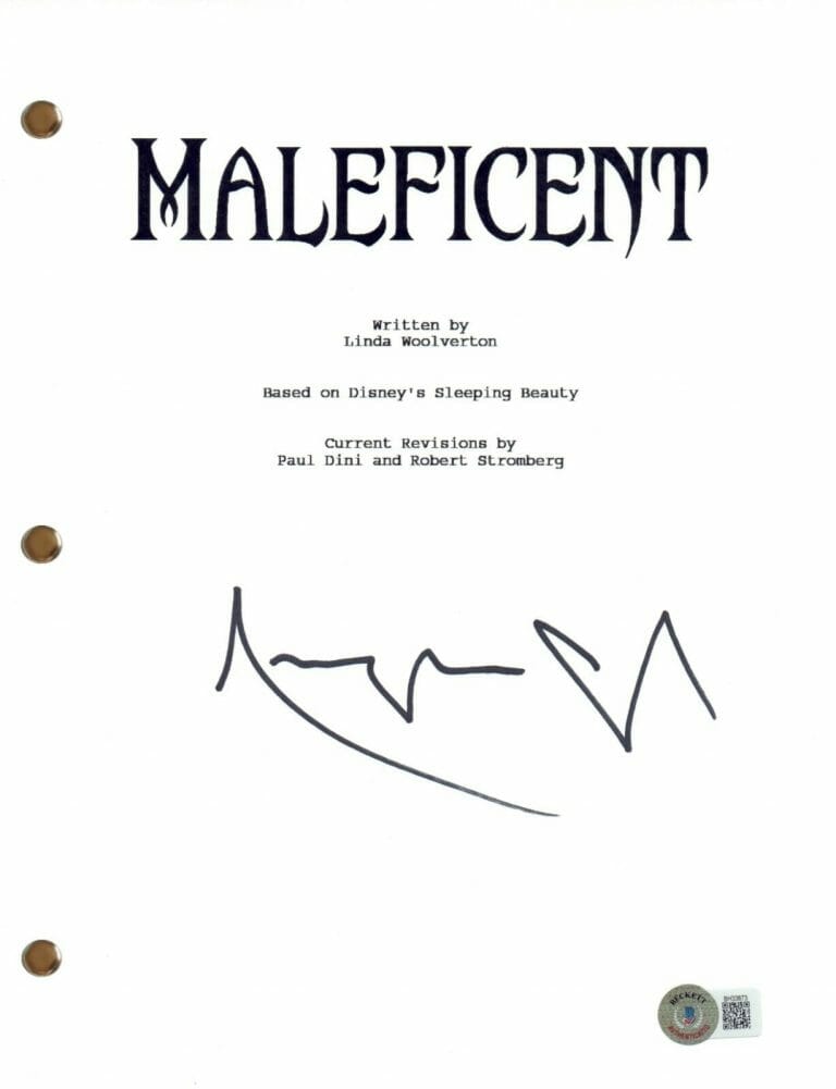 ANGELINA JOLIE SIGNED AUTOGRAPH MALEFICENT MOVIE SCRIPT SCREENPLAY BECKETT COA
 COLLECTIBLE MEMORABILIA