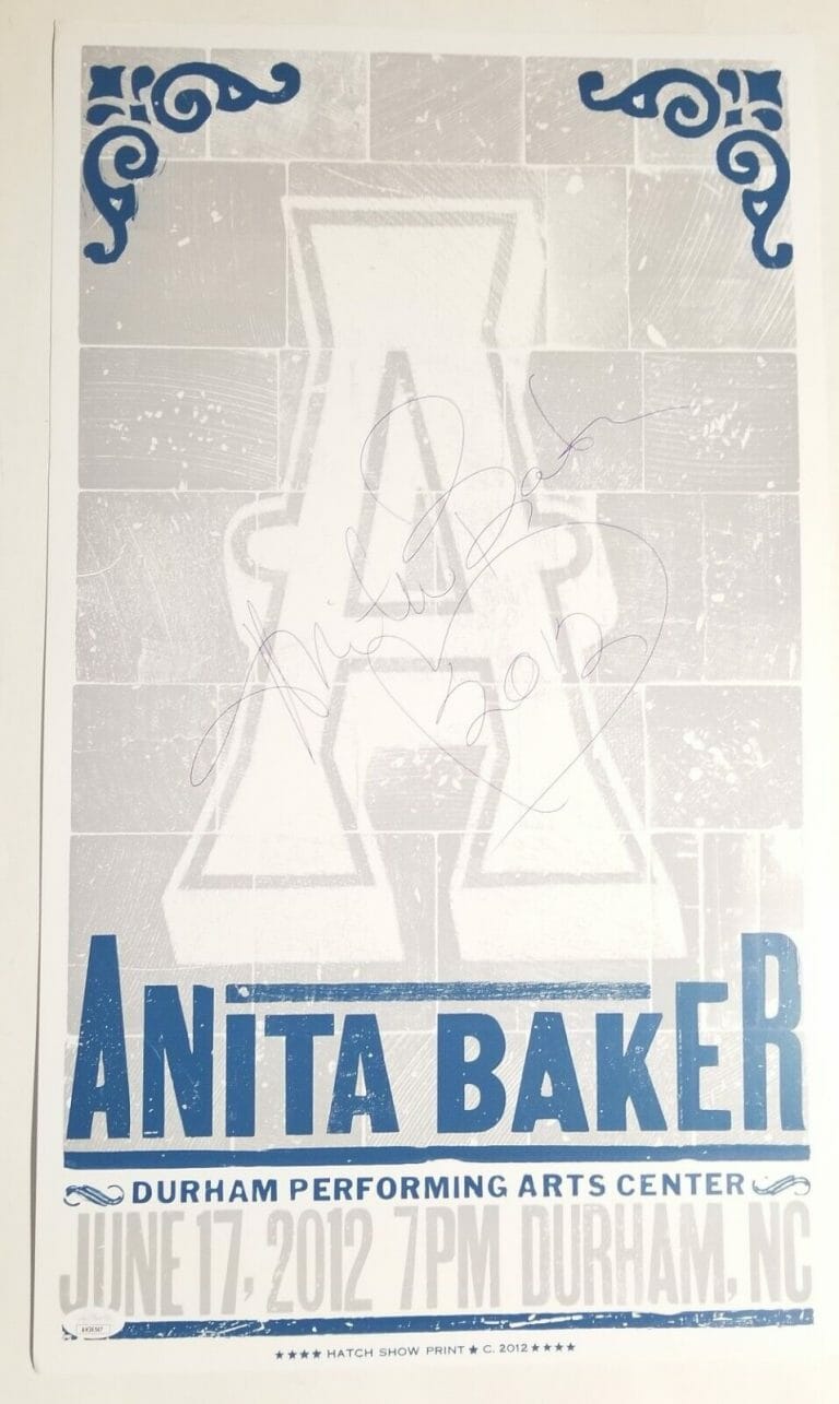 ANITA BAKER REAL HAND SIGNED HATCH PRINT SHOW POSTER JSA COA AUTOGRAPHED
 COLLECTIBLE MEMORABILIA