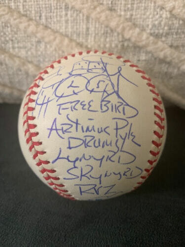 ARTIMUS PYLE HAND SIGNED BASEBALL WITH DRAWING OF DRUM SET LYNYRD SKYNYRD JSA
 COLLECTIBLE MEMORABILIA