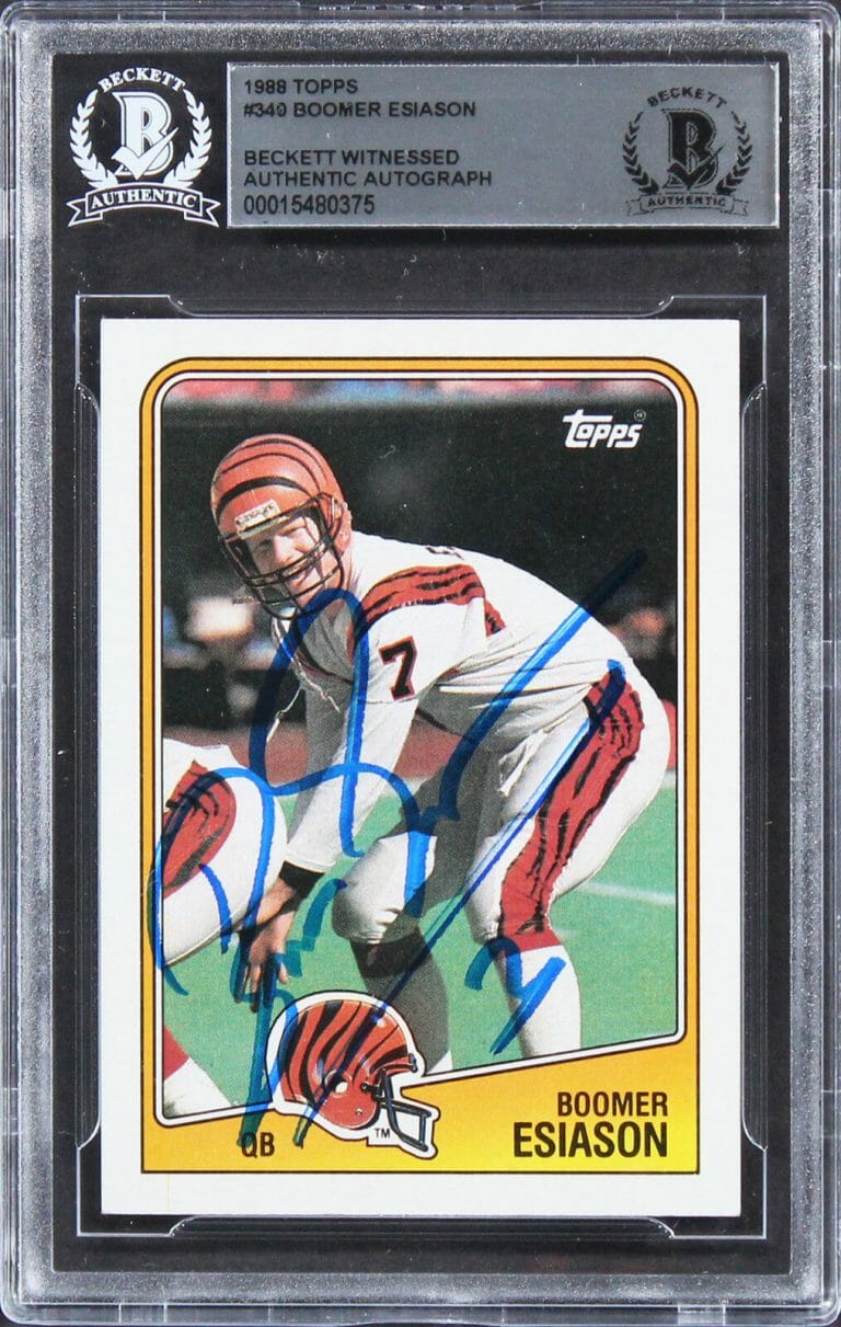 BENGALS BOOMER ESIASON AUTHENTIC SIGNED 1988 TOPPS #340 CARD BAS SLABBED
 COLLECTIBLE MEMORABILIA