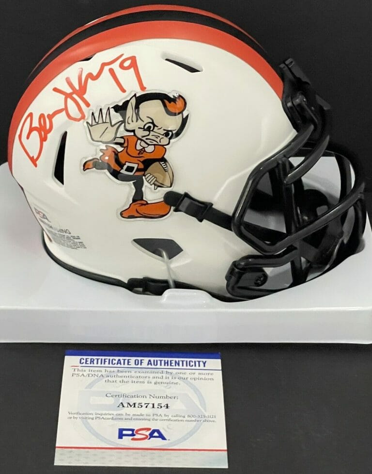 BERNIE KOSAR SIGNED AUTOGRAPHED CLEVELAND BROWNS CUSTOM MINI HELMET PSA/DNA
 COLLECTIBLE MEMORABILIA