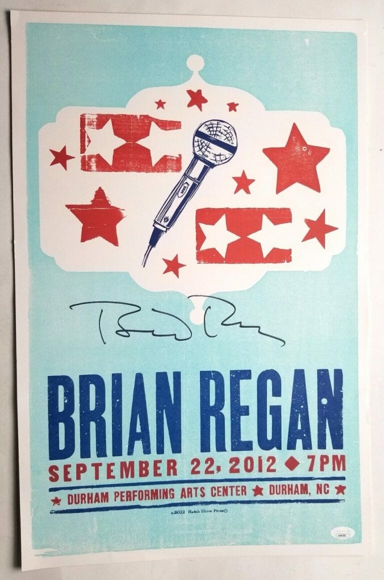 BRIAN REGAN COMEDIAN REAL HAND SIGNED HATCH PRINT SHOW POSTER #2 JSA COA
 COLLECTIBLE MEMORABILIA