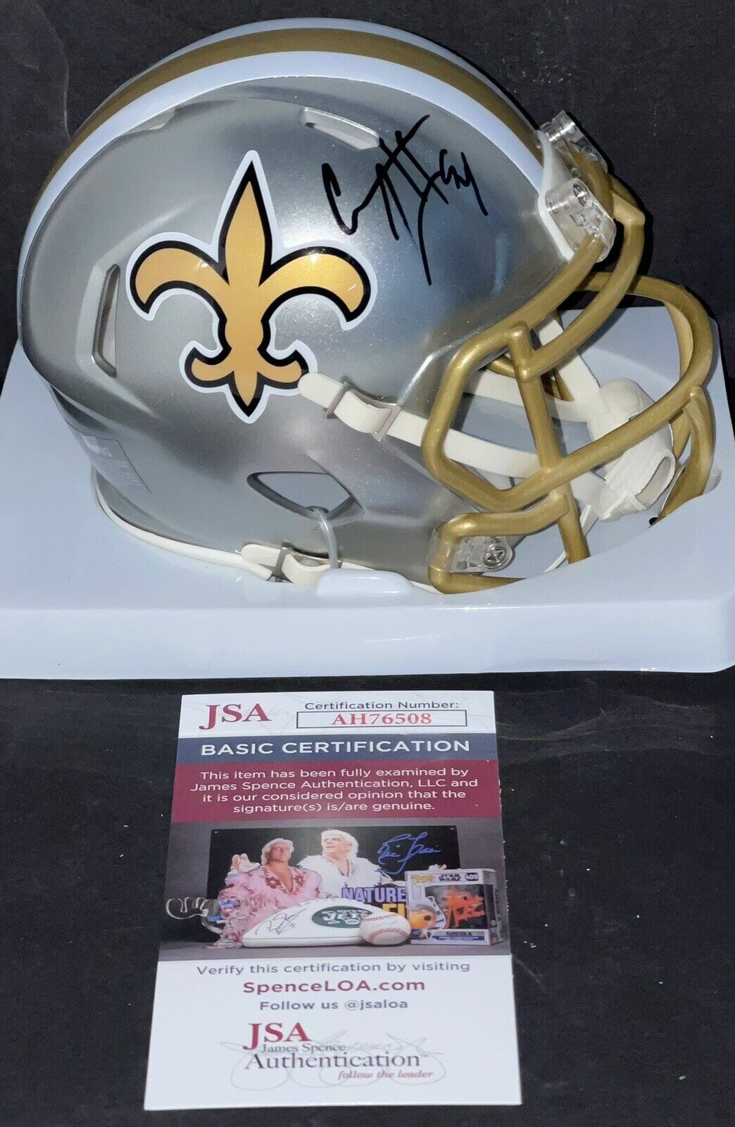 Cam Cameron Jordan Signed Autographed New Orleans Saints Flash Mini Helmet JSA