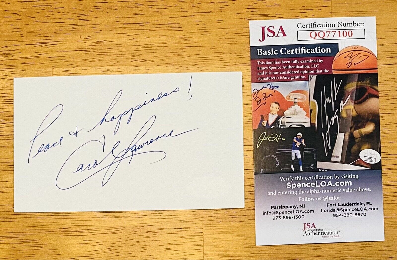 Carol Lawrence Signed Autographed 3x5 Card JSA Certified
Opens in a new window or tab