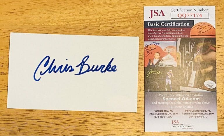 CHRIS BURKE SIGNED AUTOGRAPHED 3×5 CARD JSA CERTIFIED LIFE GOES ON
 COLLECTIBLE MEMORABILIA