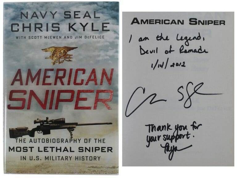 CHRIS KYLE & TAYA KYLE SIGNED AMERICAN SNIPER 1ST ED HARDCOVER BOOK BAS #AB14676
 COLLECTIBLE MEMORABILIA