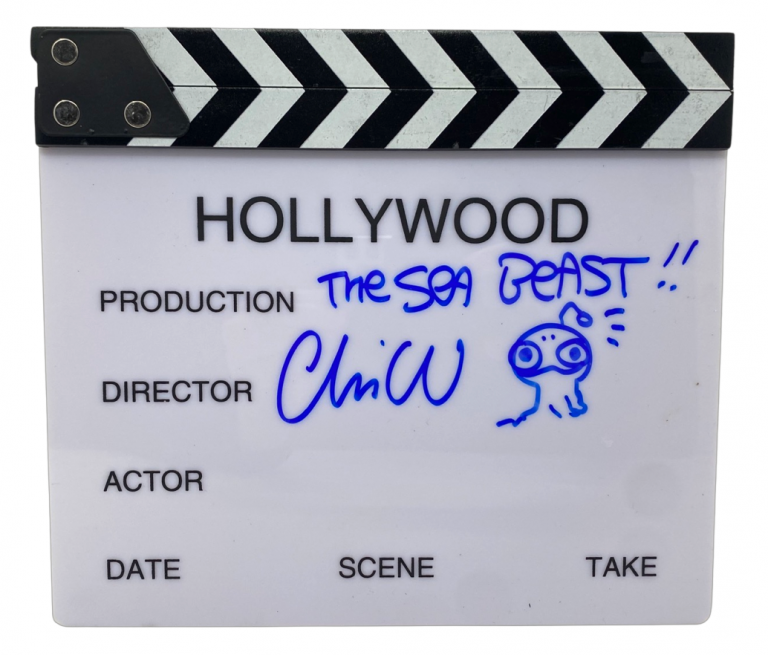 CHRIS WILLIAMS SIGNED AUTOGRAPH THE SEA BEAST DIRECTOR CLAPBOARD SKETCH ACOA COA
 COLLECTIBLE MEMORABILIA