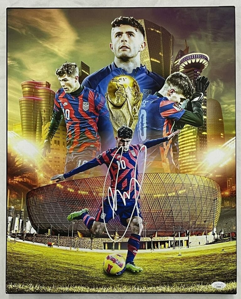 CHRISTIAN PULISIC SIGNED AUTOGRAPHED TEAM USA 16×20 CUSTOM CANVAS CHELSEA FC JSA
 COLLECTIBLE MEMORABILIA