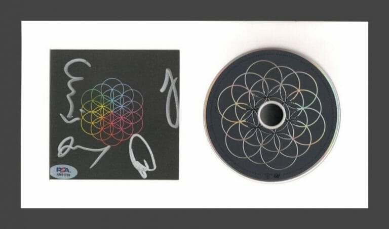COLDPLAY SIGNED AUTOGRAPH MUSIC OF THE SPHERES CD DISPLAY – CHRIS MARTIN PSA COA
 COLLECTIBLE MEMORABILIA