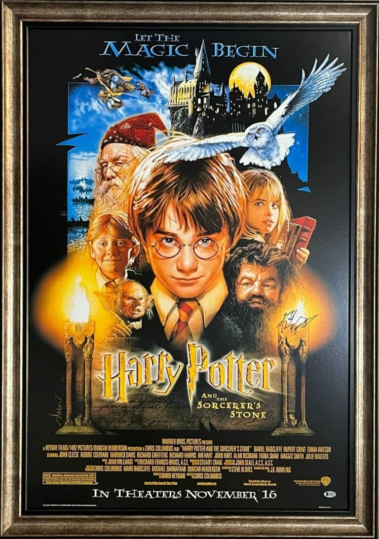 DANIEL RADCLIFFE SIGNED HARRY POTTER AND THE SORCERER’S STONE FRAMED POSTER BAS
 COLLECTIBLE MEMORABILIA