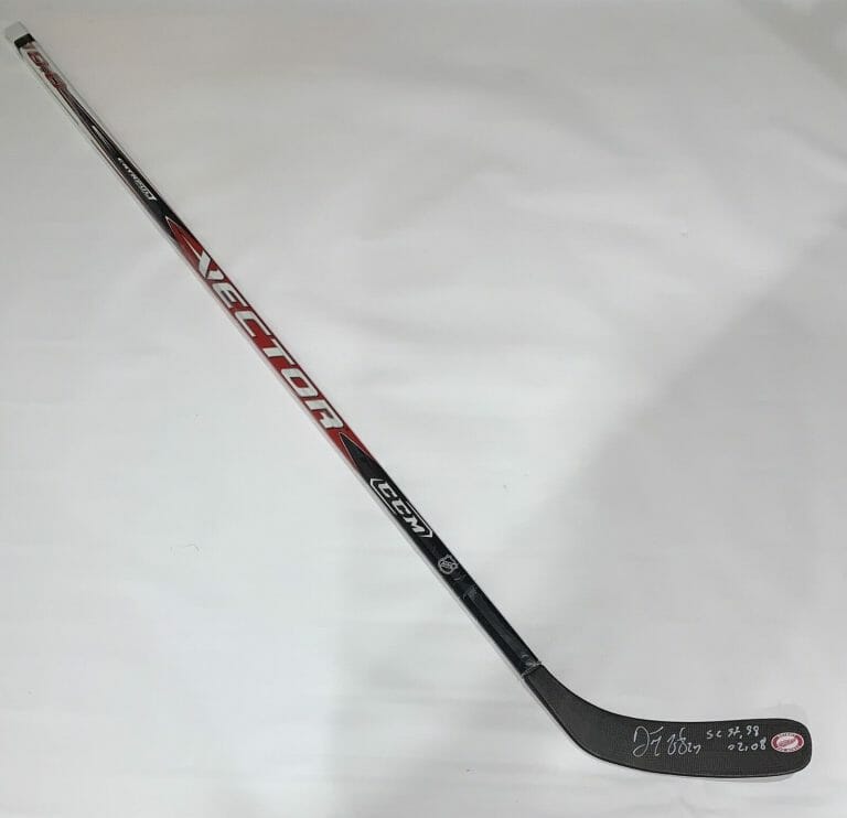 DARREN MCCARTY SIGNED HOCKEY STICK DETROIT RED WINGS 4 CUPS INSCRIPTION PROOF
 COLLECTIBLE MEMORABILIA