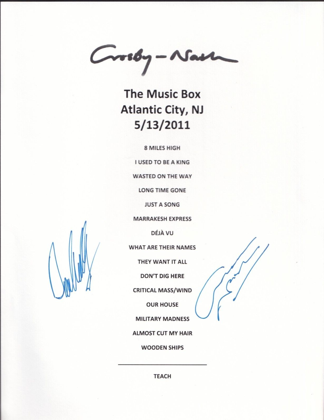 David Crosby & Graham Nash REAL hand SIGNED 8.5x11