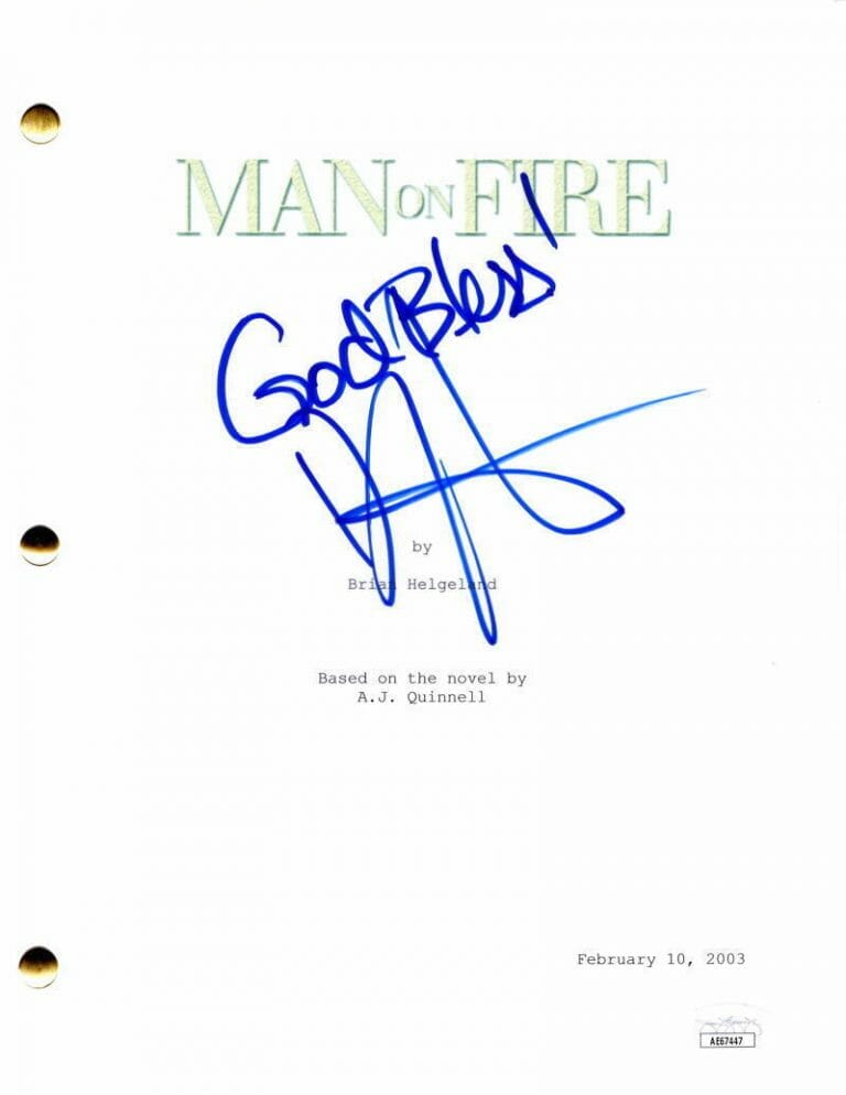 DENZEL WASHINGTON SIGNED AUTOGRAPH MAN ON FIRE FULL MOVIE SCRIPT W/ JSA COA
 COLLECTIBLE MEMORABILIA