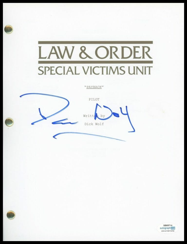 DICK WOLF “LAW & ORDER: SVU” AUTOGRAPH SIGNED COMPLETE PILOT EPISODE SCRIPT ACOA
 COLLECTIBLE MEMORABILIA
