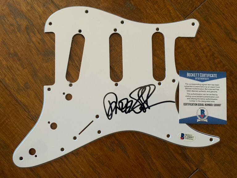 DWEEZIL ZAPPA SIGNED AUTOGRAPHED GUITAR PICKGUARD BECKETT CERTIFIED
 COLLECTIBLE MEMORABILIA