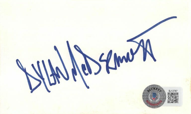 DYLAN MCDERMOTT THE PRACTICE AUTHENTIC SIGNED 3×5 INDEX CARD BAS #BJ12787
 COLLECTIBLE MEMORABILIA