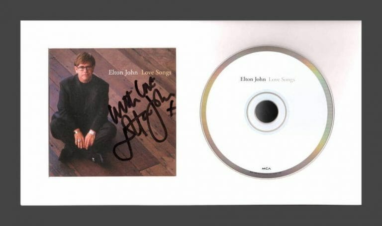 ELTON JOHN SIGNED AUTOGRAPH LOVE SONGS FRAMED CD DISPLAY – READY TO HANG! JSA
 COLLECTIBLE MEMORABILIA