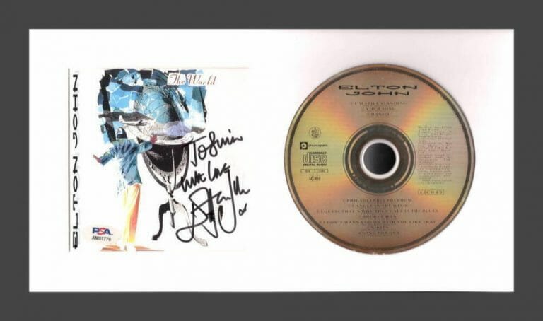 ELTON JOHN SIGNED AUTOGRAPH THE WORLD FRAMED CD DISPLAY – READY TO HANG! PSA COA
 COLLECTIBLE MEMORABILIA