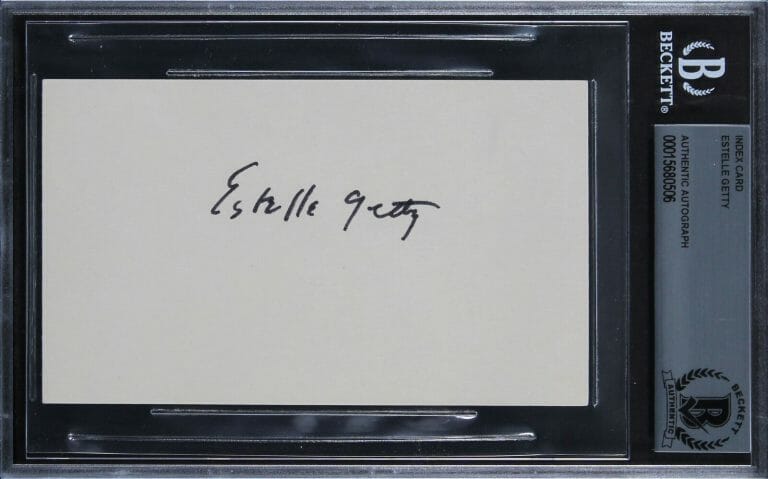 ESTELLE GETTY THE GOLDEN GIRLS AUTHENTIC SIGNED 3×5 INDEX CARD BAS SLABBED 2
 COLLECTIBLE MEMORABILIA