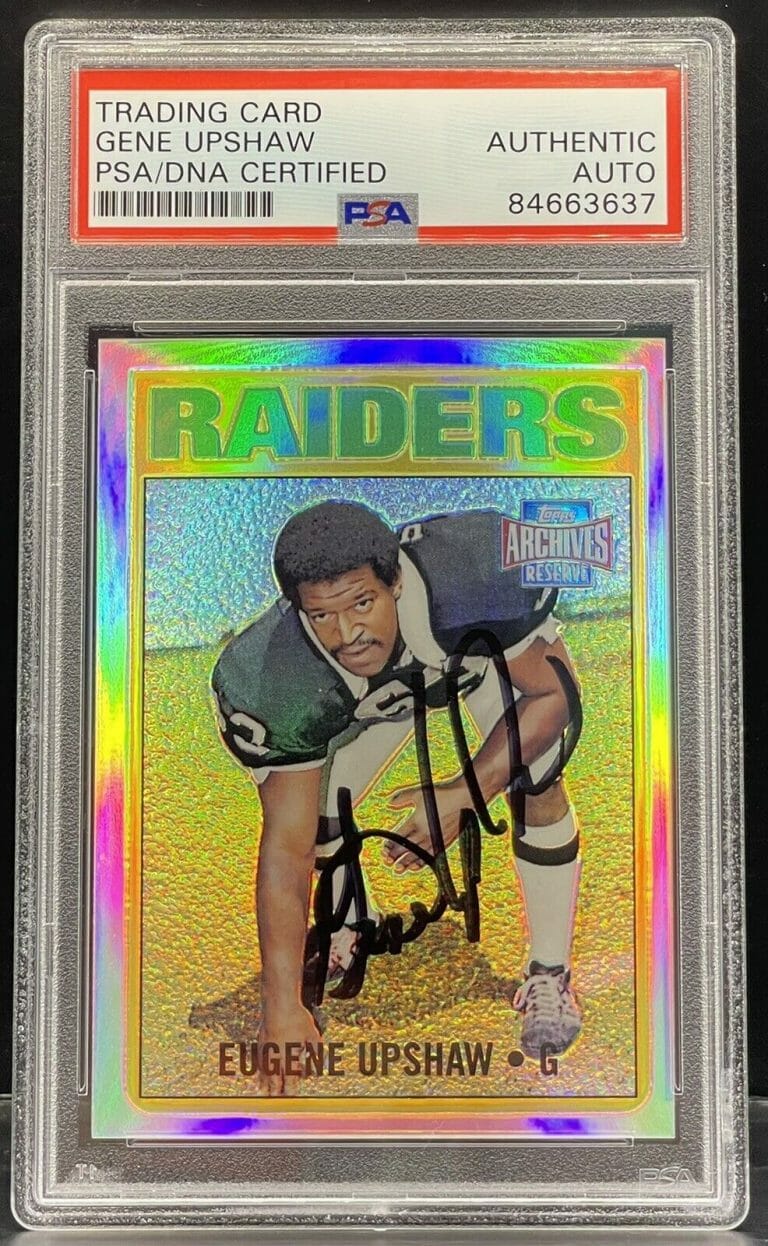 EUGENE UPSHAW SIGNED 2001 TOPPS ARCHIVES RAIDERS CARD PSA/DNA SLABBED
 COLLECTIBLE MEMORABILIA