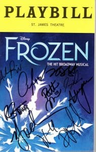 FROZEN HAND SIGNED NY CITY PLAYBILL+COA SIGNED ON COVER BY 2019 CAST
 COLLECTIBLE MEMORABILIA