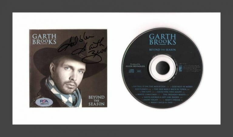 GARTH BROOKS SIGNED AUTOGRAPH BEYOND THE SEASON FRAMED CD DISPLAY W/ PSA COA
 COLLECTIBLE MEMORABILIA