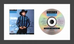 GARTH BROOKS SIGNED AUTOGRAPH ROPIN THE WIND FRAMED CD DISPLAY READY TO HANG PSA
 COLLECTIBLE MEMORABILIA