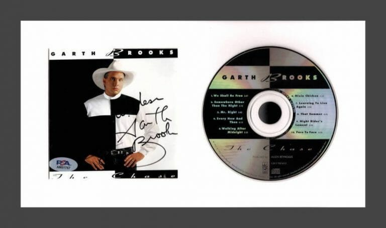 GARTH BROOKS SIGNED AUTOGRAPH THE CHASE FRAMED CD DISPLAY READY TO HANG! PSA COA
 COLLECTIBLE MEMORABILIA