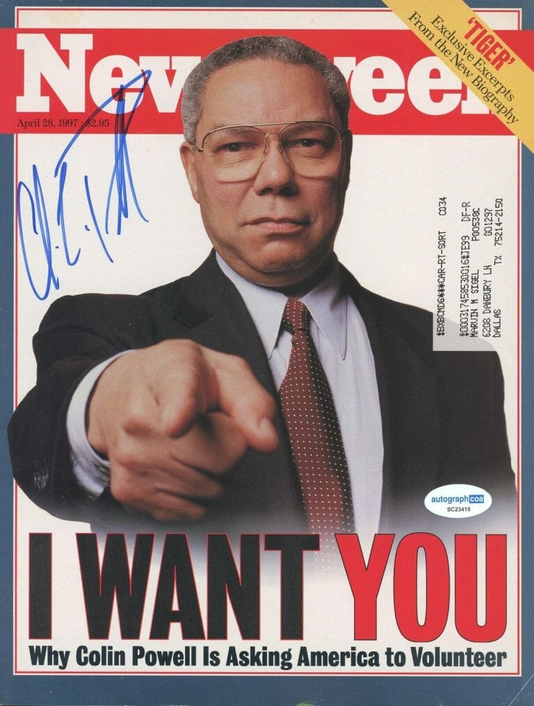 GENERAL COLIN POWELL “SECRETARY OF STATE” SIGNED NEWSWEEK MAGAZINE COVER ACOA
 COLLECTIBLE MEMORABILIA