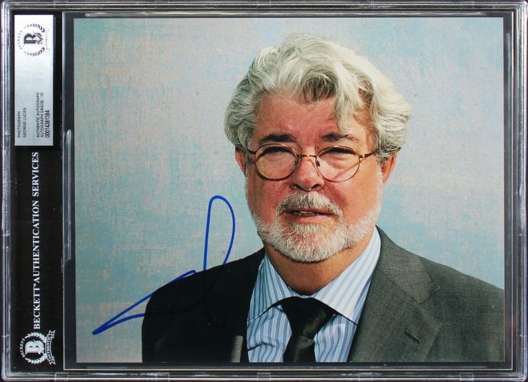 GEORGE LUCAS STAR WARS AUTHENTIC SIGNED 8×10 PHOTO AUTO GRADED 10! BAS SLABBED
 COLLECTIBLE MEMORABILIA