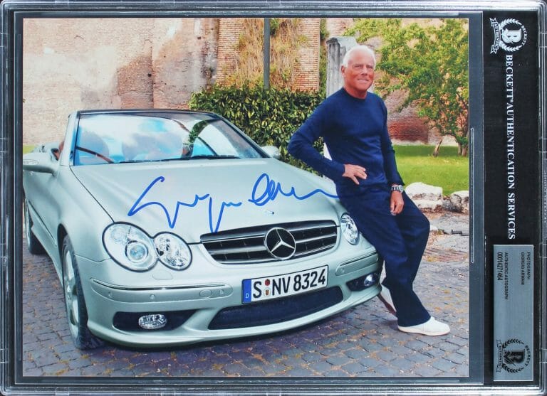 GIORGIO ARMANI AUTHENTIC SIGNED 8×10 PHOTO AUTOGRAPHED BAS SLABBED
 COLLECTIBLE MEMORABILIA