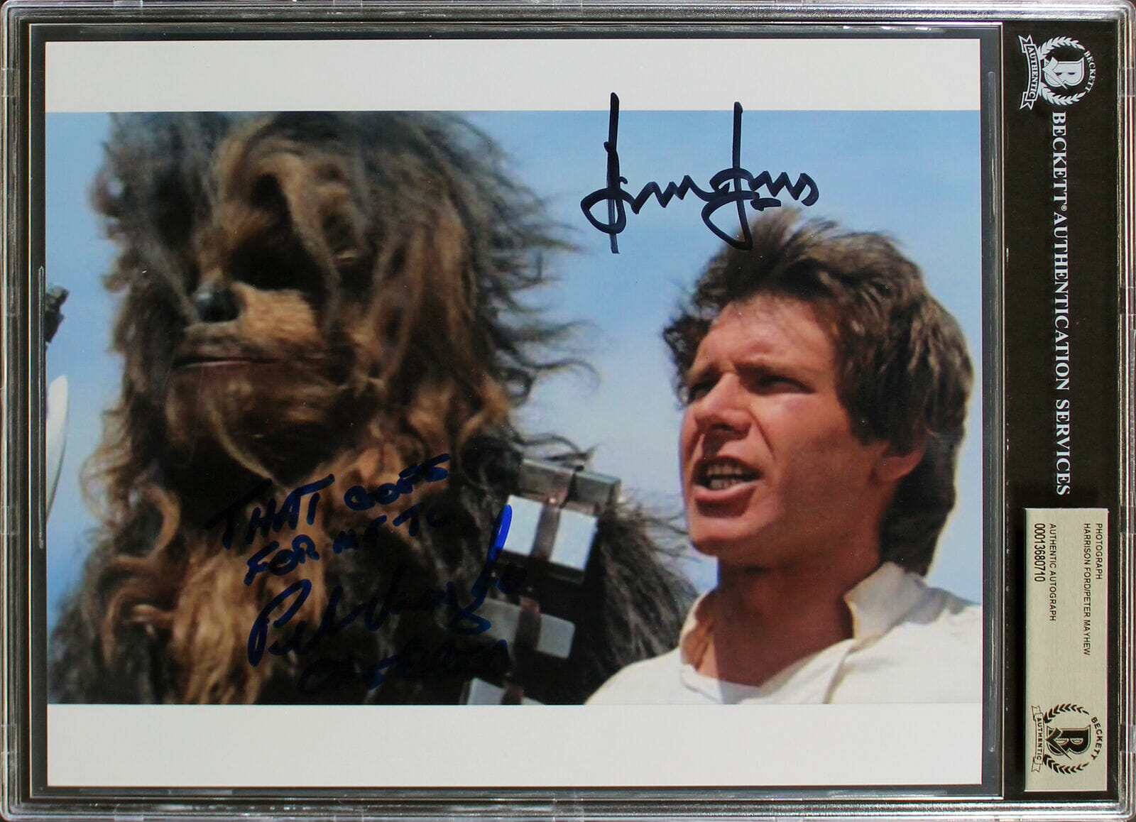 Harrison Ford Peter Mayhew Star Wars Authentic Signed 8x10 Photo