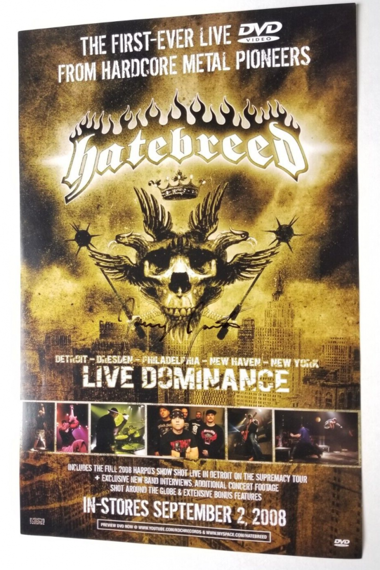HATEBREED BAND JAMEY JASTA REAL HAND SIGNED LIVE DOMINANCE PROMO POSTER COA #3
COLLECTIBLE MEMORABILIA